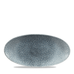 Raku topaz blue oval chefs plate 11 4/5x5 3/4"